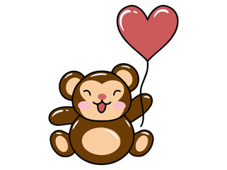 Obraz na płótnie Canvas Monkey Cartoon Cute for Valentines Day 