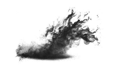 Black smoke explosion on empty transparent background. Isolated abstract brush. Generative ai - 604806792