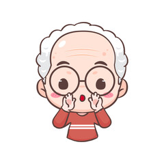 Cute grandpa Shouting out or calling cartoon character. People expression concept design. Isolated background. Vector art illustration.
