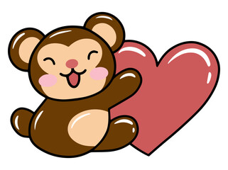 Cute cartoon Monkey drawing illustration
