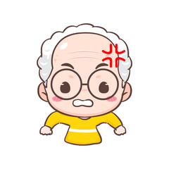 Cute grandpa angry cartoon character. People expression concept design. Isolated background. Vector art illustration.