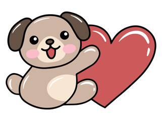 Dog Cartoon Cute for Valentines Day
