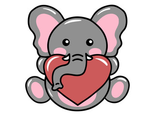 Elephant Cartoon Cute for Valentines Day
