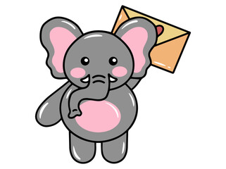 Obraz na płótnie Canvas Elephant Cartoon Cute for Valentines Day 