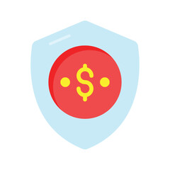 Protection shield with dollar coin showing concept icon of finance security