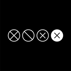 Cancel icon set isolated on black background 