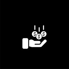 Hand Holding Money icon symbol  isolated on black background