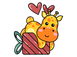 Giraffe Cartoon Cute for Valentines Day
