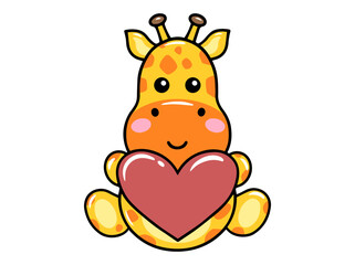 Giraffe Cartoon Cute for Valentines Day

