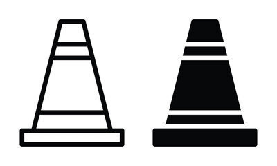 Traffic cone icon with outline and glyph style.
