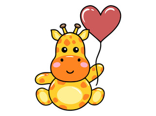 Giraffe Cartoon Cute for Valentines Day

