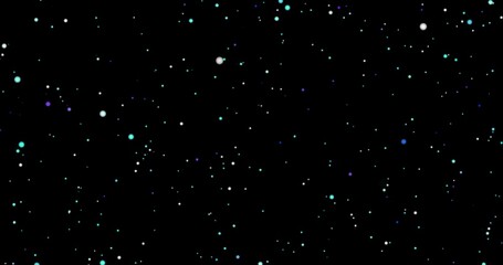 black background with gold glitter for a holiday card, banner. Abstract space and stars. Approach, movement of small gold particles. Christmas backgroun