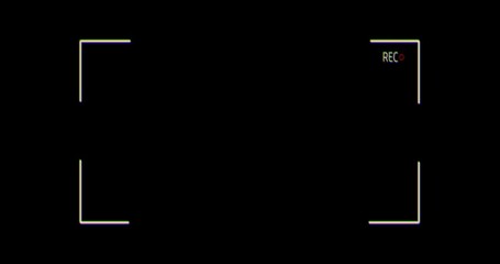 Camera recording screen, viewfinder on black background