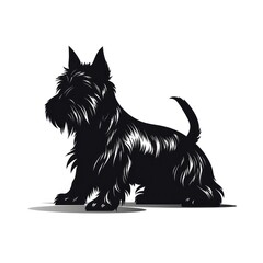 Figure silhouette of a Scottish terrier on a white background . generative AI - obrazy, fototapety, plakaty