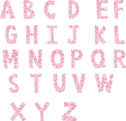 Alphabet pink leopard background.
