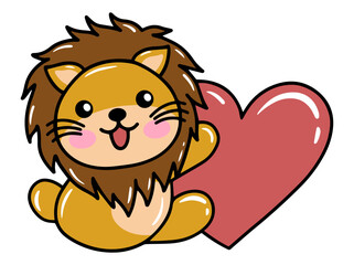 Lion Cartoon Cute for Valentines Day