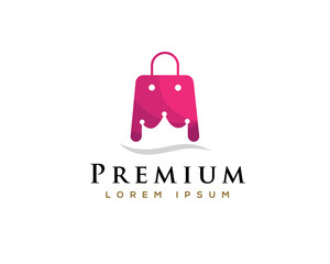 king crown luxury bag icon symbol logo design template illustration inspiration