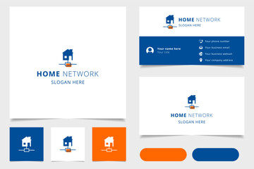 Home network logo design with editable slogan. Branding book and business card template.