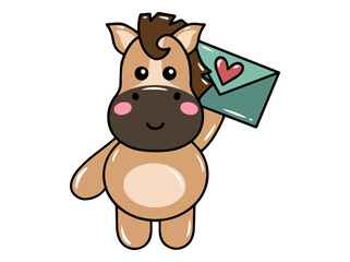 Horse Cartoon Cute for Valentines Day
