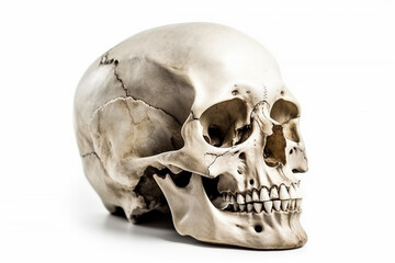 Obraz premium Human skull isolated on white background - ai.