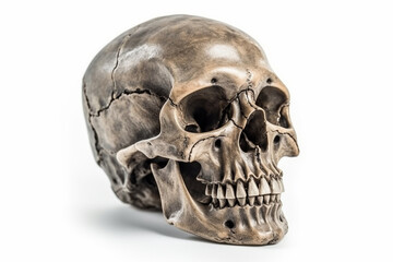 Obraz premium Human skull isolated on white background - ai.