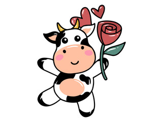 Cow Cartoon Cute for Valentines Day
