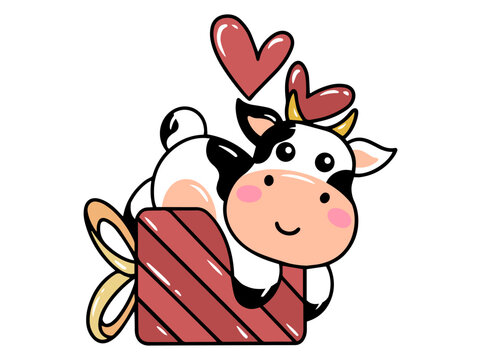 Cow Cartoon Cute for Valentines Day
