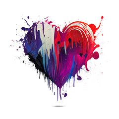 heart with splashes on a transparent background (PNG). Generative AI