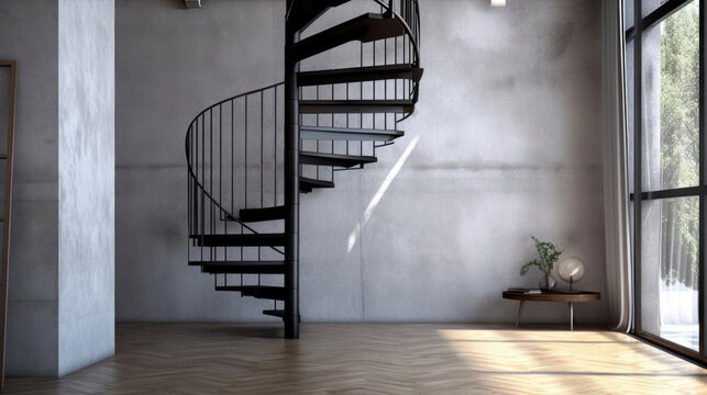 Loft Interior Design Background. Stylish Living Room. Generative AI.