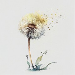 dandelion, watercolor style Generative AI