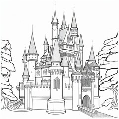 Fototapeta premium castle coloring book Generative AI