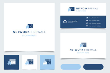 Network firewall logo design with editable slogan. Branding book and business card template.