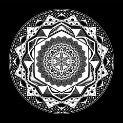 mandala flower hexagon lace black white - 604810319