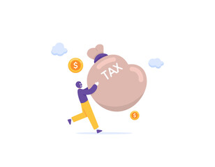 A corruptor corrupts people's tax money. A criminal or a thief runs and carries away a sack of tax money. criminal act. taxation issues. illustration concept design. vector elements. white background