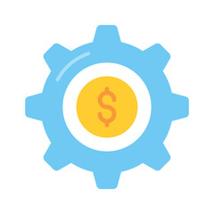 Dollar coin with cogwheel showing concept vector of money management