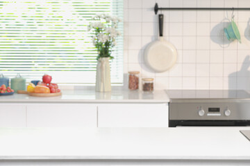 home kitchen background white daylight commercial kitchen counter 