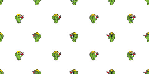 cactus seamless pattern cartoon megaphone vector Desert botanica flower garden plant wrapping paper tile background repeat wallpaper doodle illustration design scarf isolated