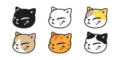 Obraz premium cat vector calico kitten icon logo pet face head breed symbol cartoon character doodle stamp design animal illustration isolated