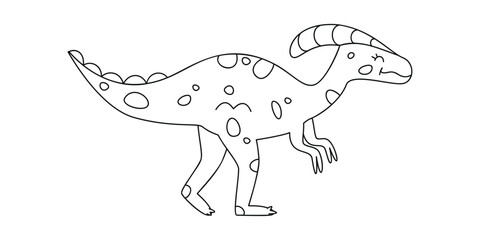 Hand drawn linear vector illustration of parasaurolophus