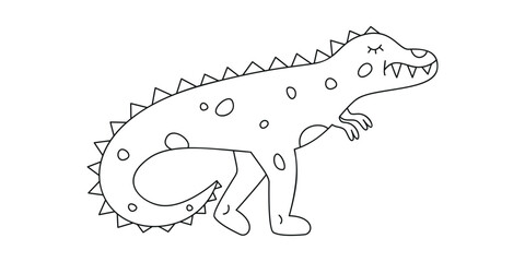 Hand drawn linear vector illustration of tyrannosaurus dinosaur