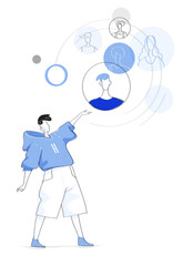 A tech-savvy young individual shares news and updates with all his contacts, leveraging social media platforms, messaging, and real-time communication to engage and inform his network