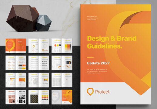Brand Manual Layout with Orange Gradient Accents