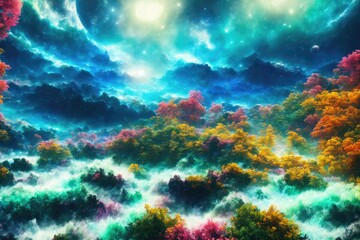 Obraz na płótnie Canvas Nebular Dreams: Ethereal Artistic Portrayals of Unexplored Celestial Worlds - Generative AI 63