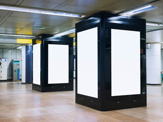 Mock up Banner Media advertisement Light box Vertical board indoor Subway station 