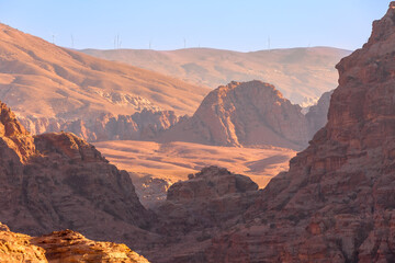 The Siq red rocks, canyon of Petra, Jordan