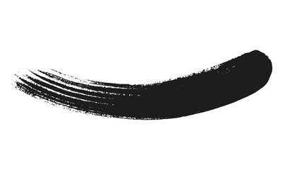 Black Curve Paintbrush, Mascara, Stain Texture, Curvy Smudge. Curve Brush Stroke. Abstract Grunge, Brushstroke Ink. Abstract Graphic Element, Distress Concept. Isolated Vector Illustration
