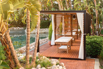 spa center in the open air near the pool in a luxury hotel
