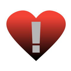 Fototapeta premium love with exclamation mark icon heart icon with exclamation mark