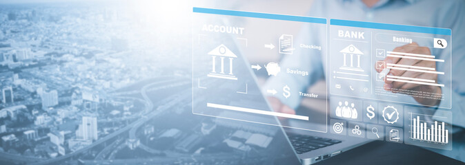 finance and banking digital, businessmen using laptops with online banking and payments, Finance and banking networks. AI, Customer networking connection, Digital marketing. cyber security.
