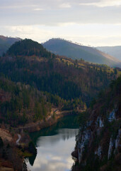 Scenic view of a lake in mountains. Zaovine lake, Serbia.